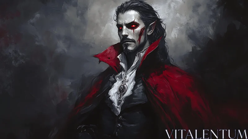 Gothic Vampire with Crimson Cape