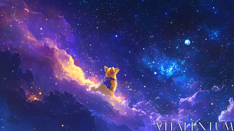 Dreamy Starry Sky with Dog