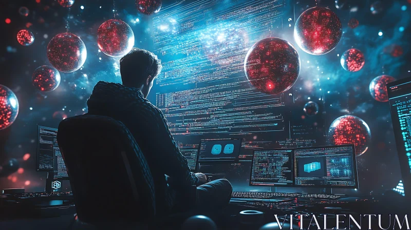 Hacker in Cyberpunk Setting