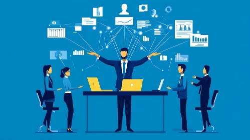Teamwork and Data Management Illustration