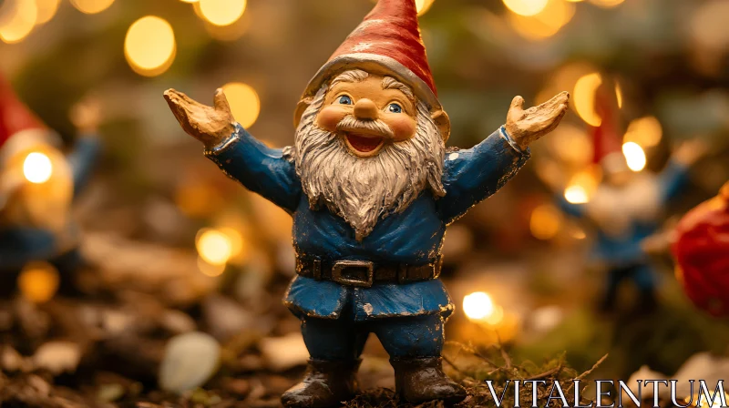 AI ART Festive Gnome Decoration with Bokeh Background