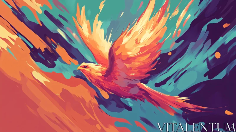 Phoenix Rising in Abstract Colors AI Image