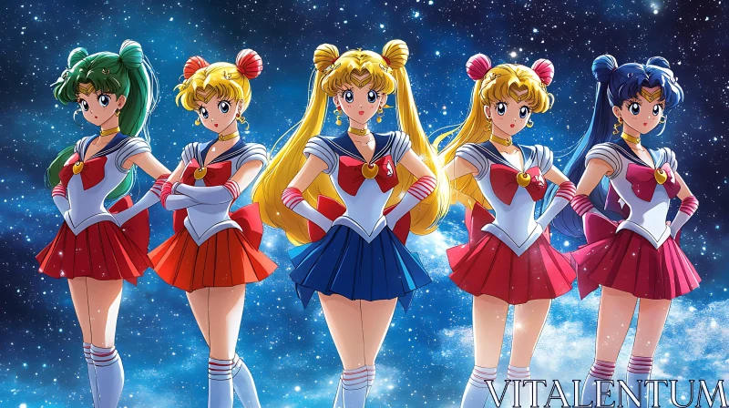 Anime Heroes in Sailor-Style School Uniforms