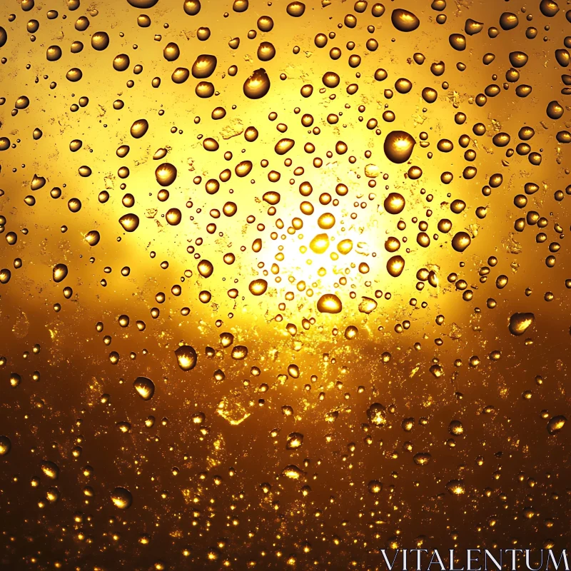 Abstract Golden Water Droplets