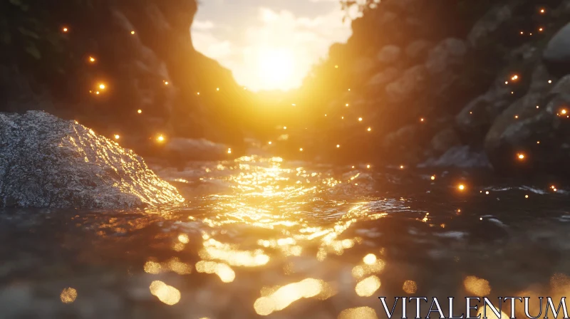 Glistening Sunset Over a Tranquil River