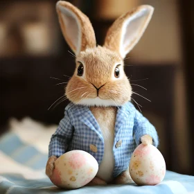 Easter Bunny Plush with Decorated Eggs