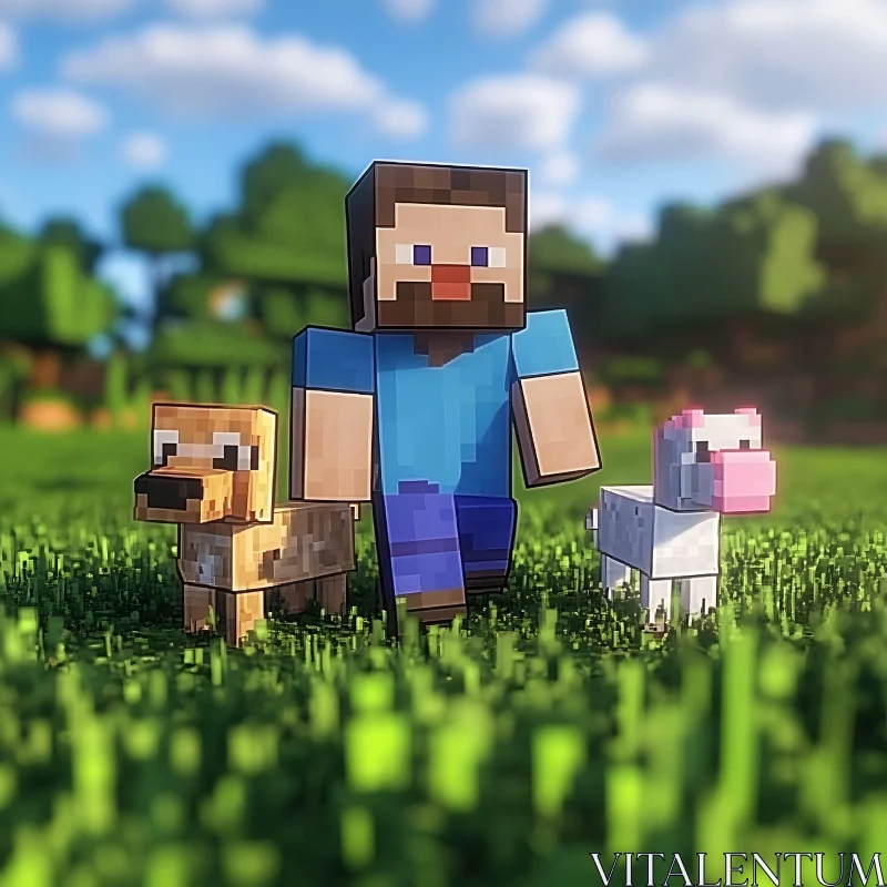 Pixelated Minecraft Adventure with Pets