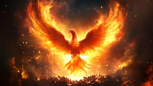Phoenix Bird in Flames Illustration