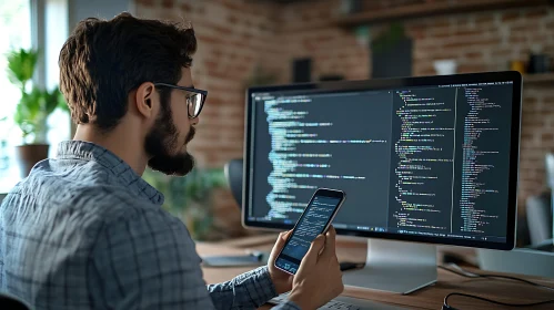 Developer Coding on Multiple Devices
