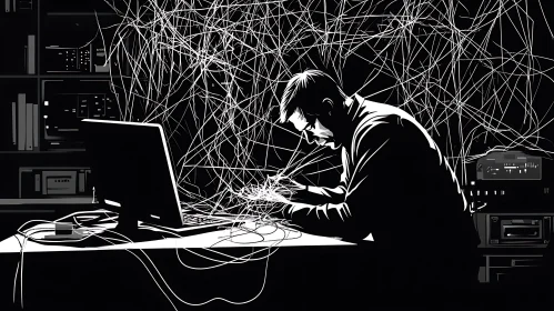 Monochrome Man in Tech Cable Web