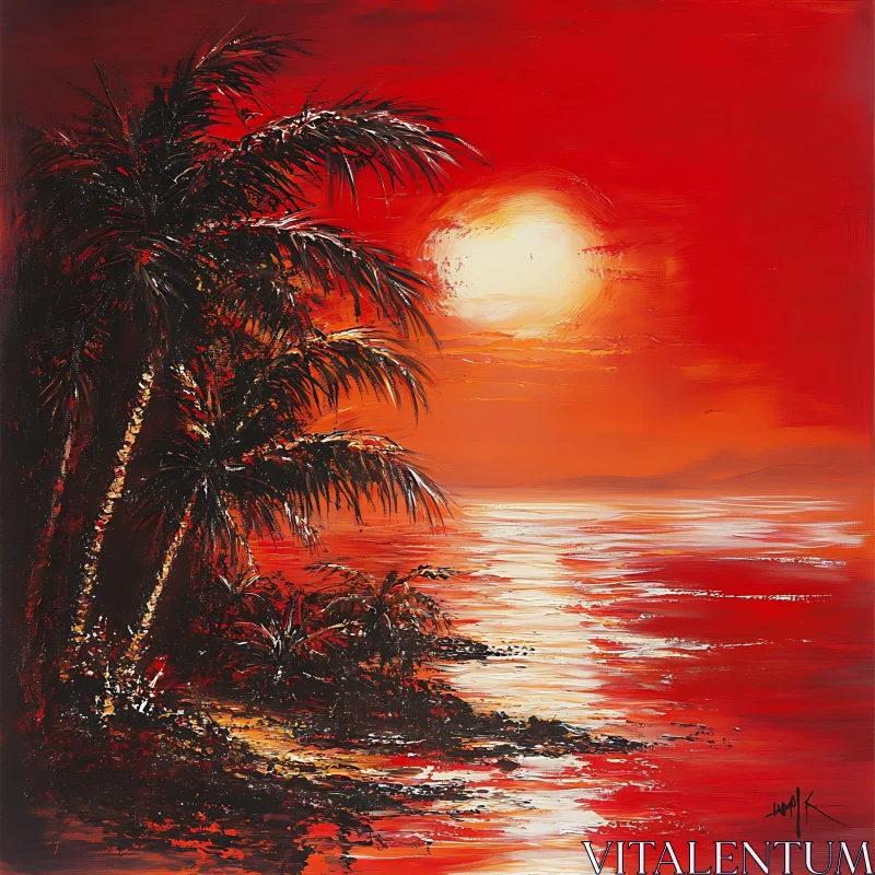 Tropical Sunset with Palm Trees