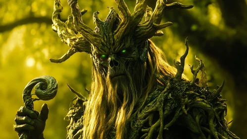 Mystical Forest Creature with Scepter