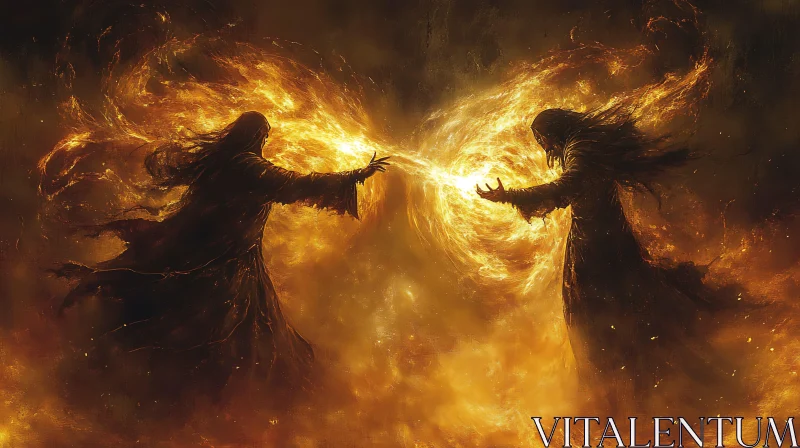 Enigmatic Spellcasters in Fiery Duel