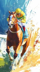 Exhilarating Horse Racing Art: Speed and Passion