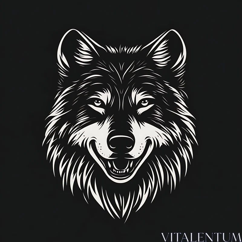 Wolf Head in Black and White
