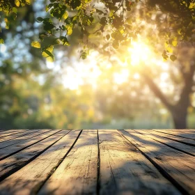 Golden Sunlight on Wooden Surface