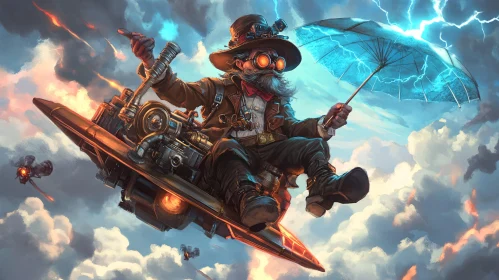 Whimsical Steampunk Flight Above the Clouds