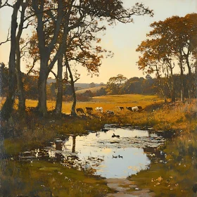Pastoral Scene with Cattle and Pond