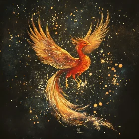 Golden Phoenix in Flight