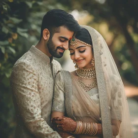 Serene Wedding Portrait of Bride and Groom