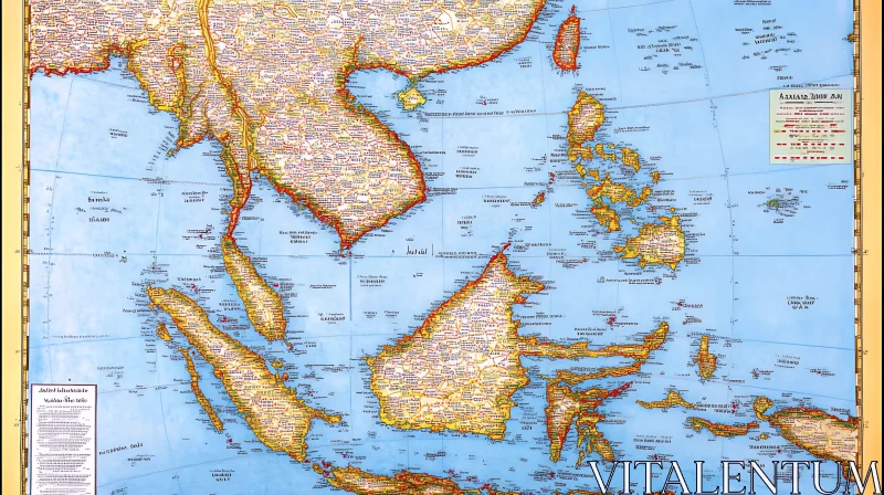 Antique Southeast Asia Cartography Artwork