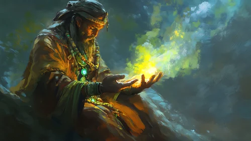 Mystical Wizard with Glowing Energy