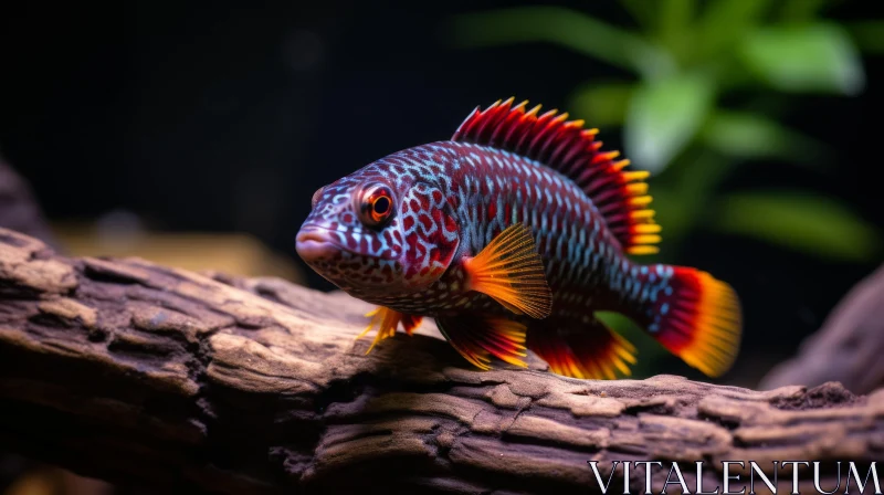 Colorful Fish Resting on Branch in Tank - An Aztec Art Inspiration AI Image