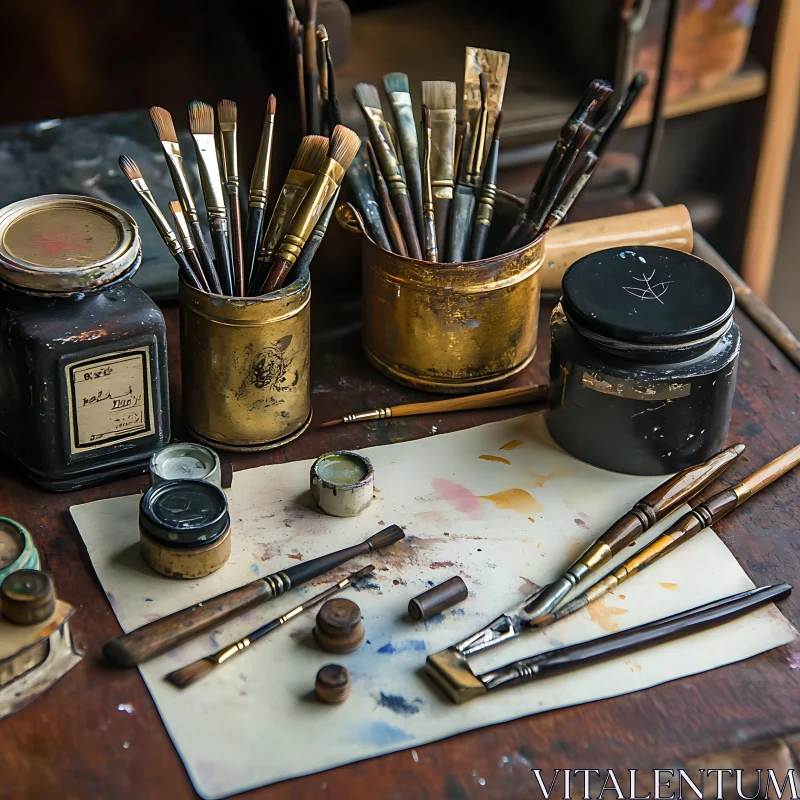 Classic Art Tools Still Life Composition