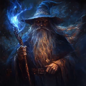 Mystical Wizard Holding Magical Staff