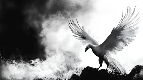 Bird of Light Soaring Through Smoke