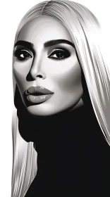 Kim Kardashian Monochrome Illustration