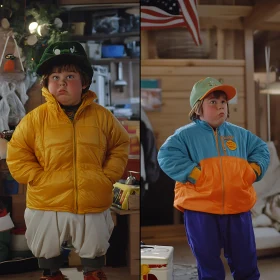 Boys in Colorful Winter Coats