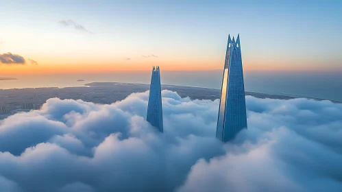 Skyscrapers Piercing Through Morning Mist