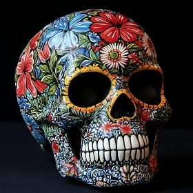 Colorful Flower Skull Decoration