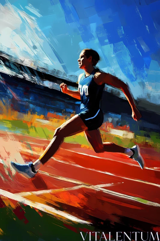 Energetic Runner in Motion on Track