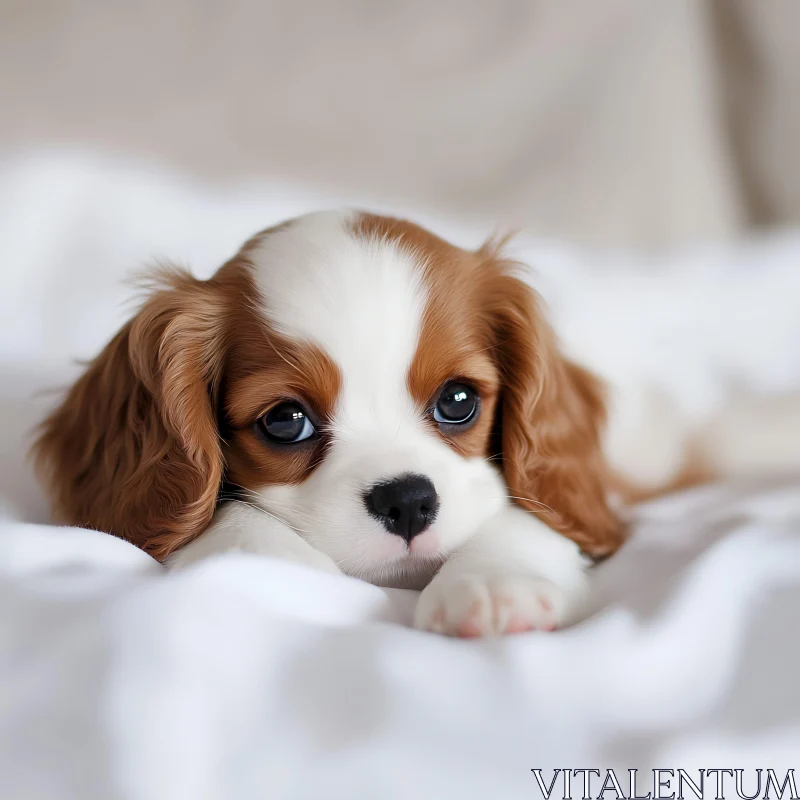 Cute Puppy on White Bed