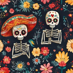 Day of the Dead Floral Skeletons