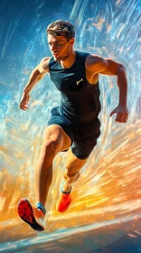 Intense Athlete Captured In Motion: A Study of Speed and Energy