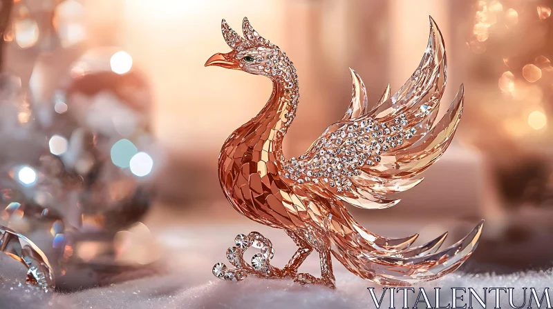 Phoenix Sculpture with Shimmering Crystals