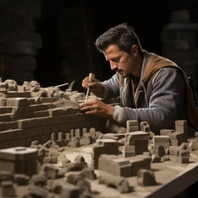 Man Crafting Miniature City Model - Dreamscape Portraiture