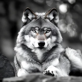 Grayscale Wolf Portrait - Wildlife Art