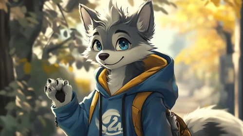 Animated Wolf Character in Fall Setting