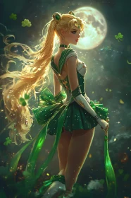 Mystical Anime Scene with Blonde Character and Clovers