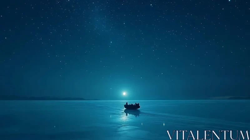 Starry Night Boat Trip AI Image