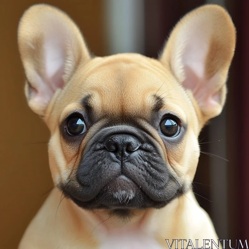 Cute Beige French Bulldog Puppy Face AI Image