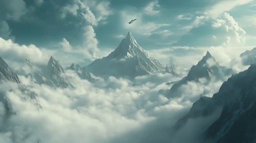 Mountain Peaks Above the Cloudscape