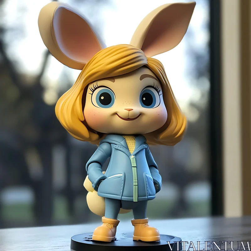 Charming Bunny Doll with Blue Eyes AI Image