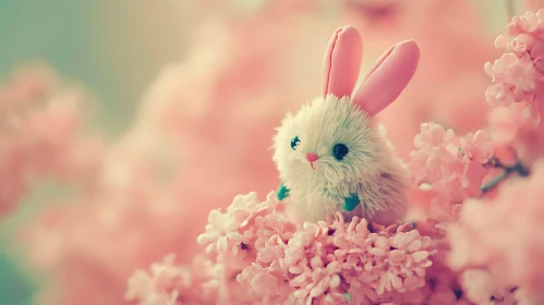 Fluffy Bunny in Pink Blossoms
