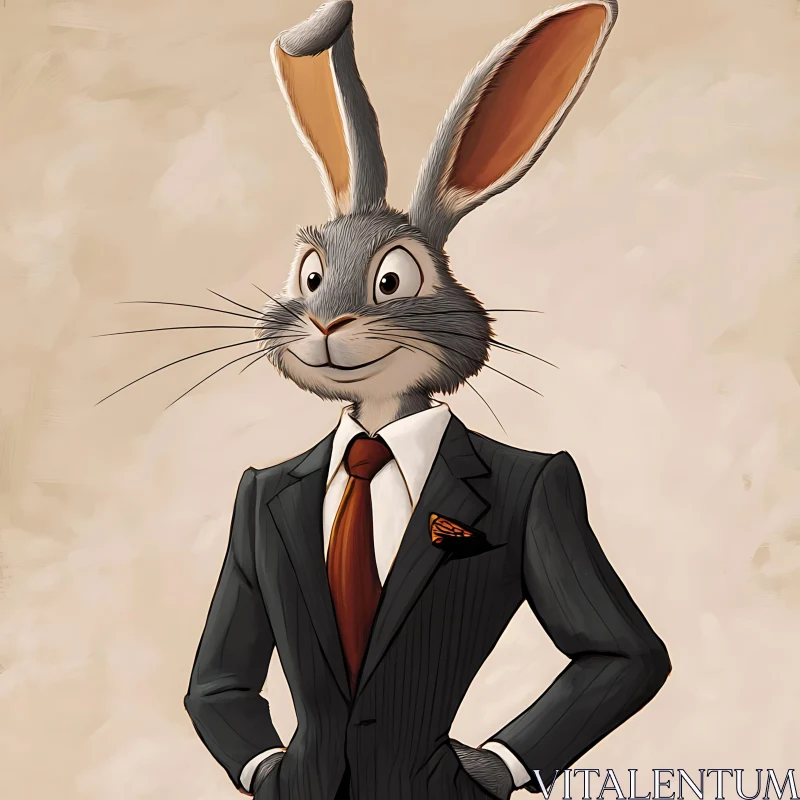 AI ART Dapper Rabbit Cartoon Character