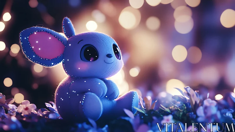 AI ART Whimsical Blue Toy with Bokeh Background